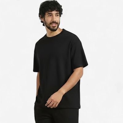 TERRY SOFT MEN OVERSIZED T-SHIRTS - BLACK
