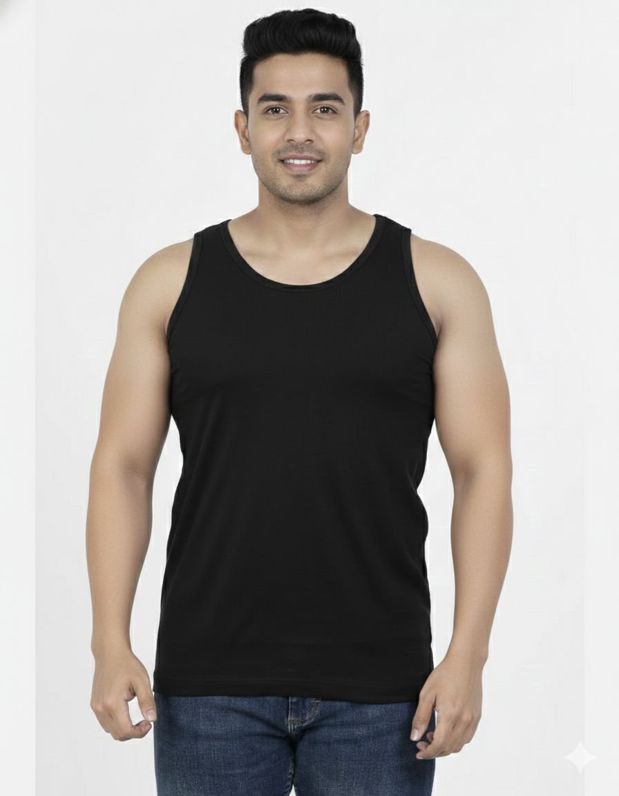 Tank Top -Comfortable Daily Wear, Colour: BLACK, Size: SMALL