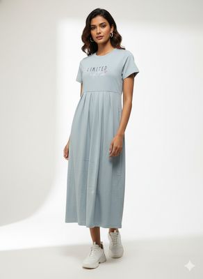 WOMEN EMBROIDERED ELASTICATED WAIST CHEMISE WOMEN EMBROIDERED ELASTICATED WAIST CHEMISE