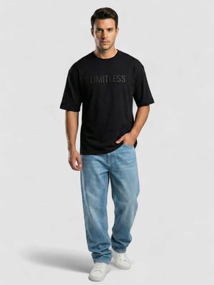 Premium Black Embossed Oversized T-shirt
