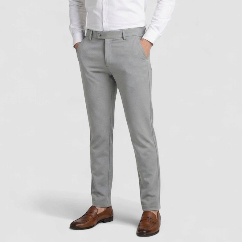 Signature Sleek Chinos formal pants, Colour: Grey, Size: M