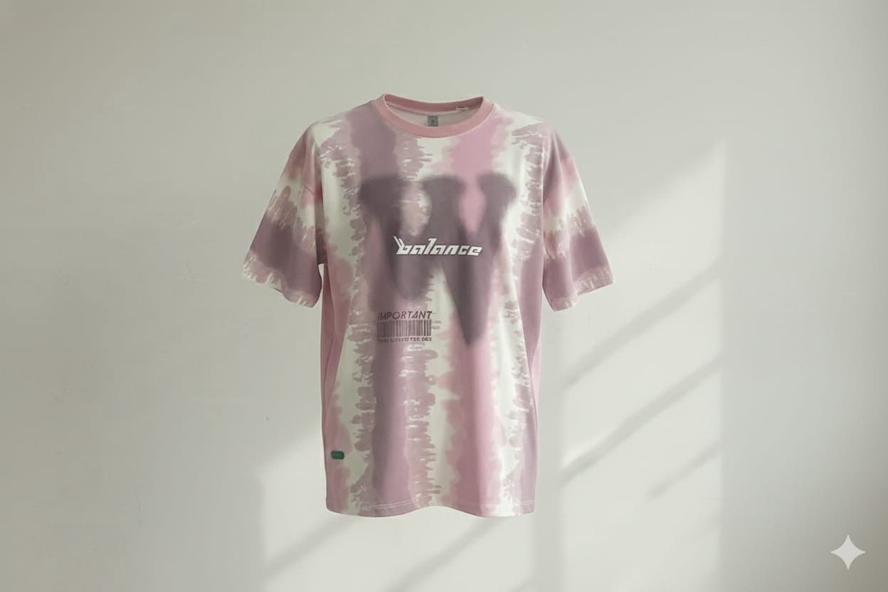 The "Equilibrium" Barcode Oversized Tee, Colour: Pink, Size: M