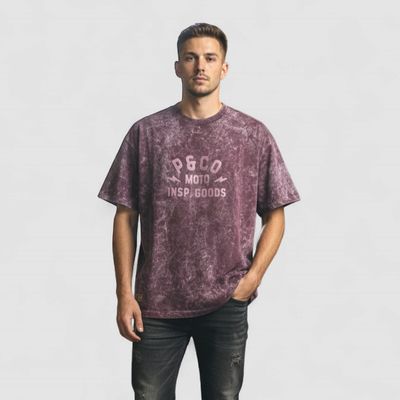 Premium Acid-Wash "Moto" oversized t shirt- VIGEGUY