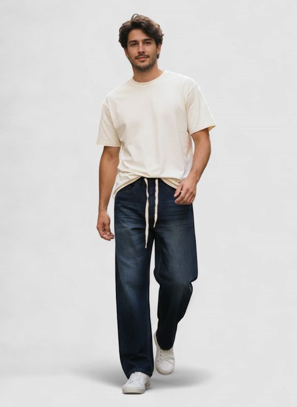 Free - Flow Drawstring Wide-Leg Denim JEANS