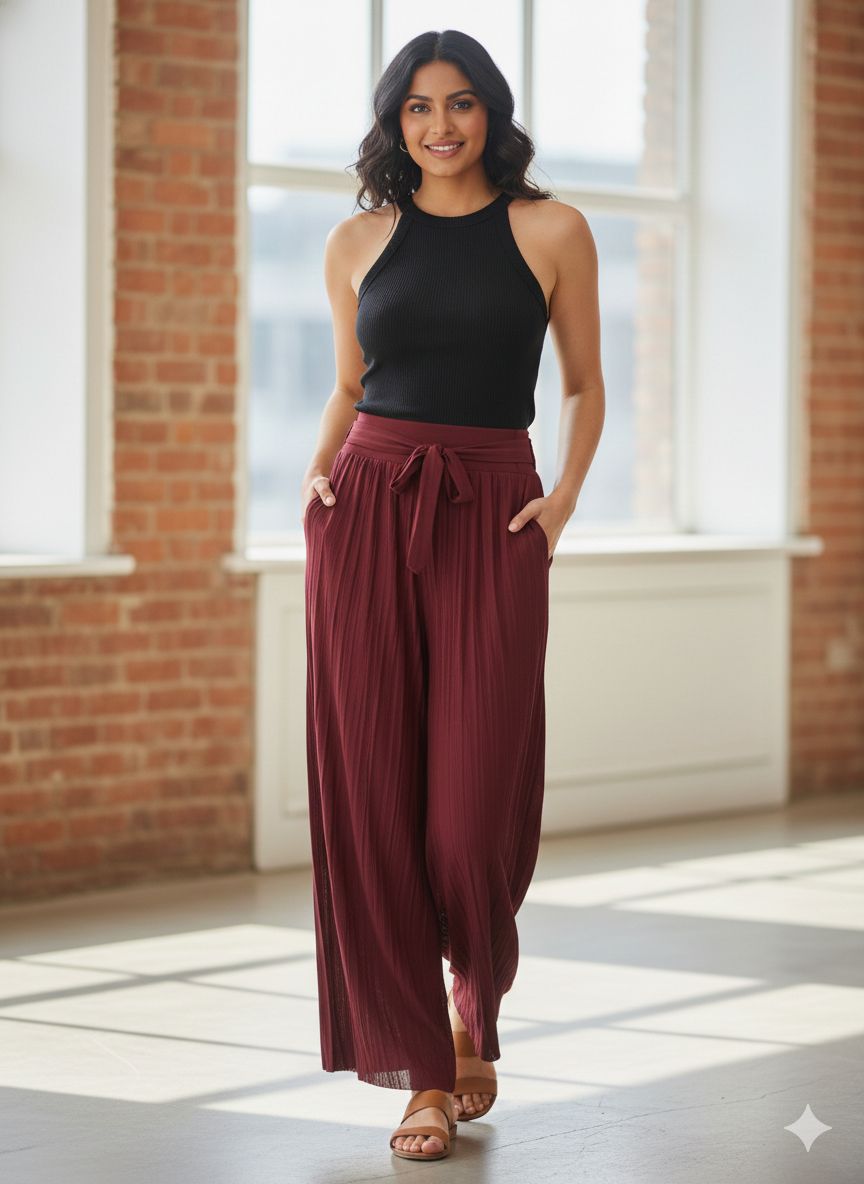 Silk- Touch Pleated Plazzos| L-XL-XXL-3XL