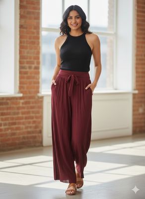 Silk- Touch Pleated Plazzos| L-XL-XXL-3XL