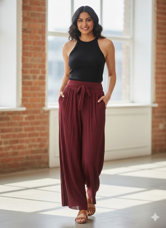 Silk- Touch Pleated Plazzos| L-XL-XXL-3XL