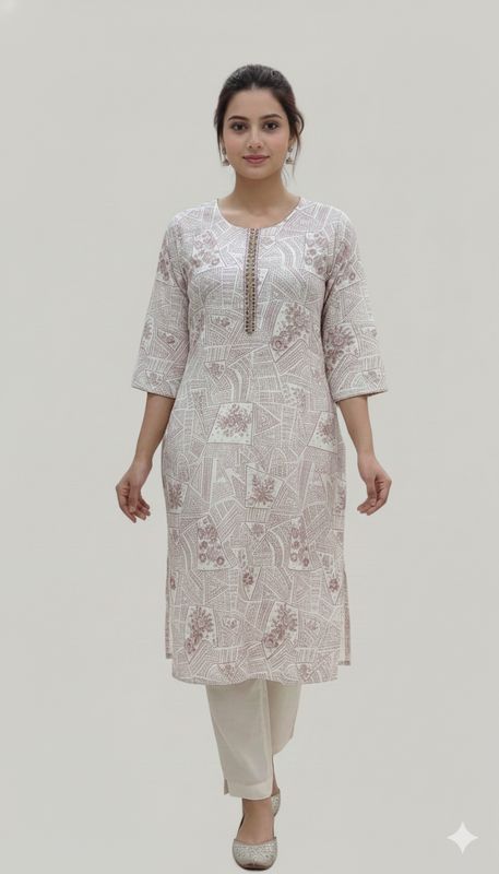 Geometric Floral Print Kurthi