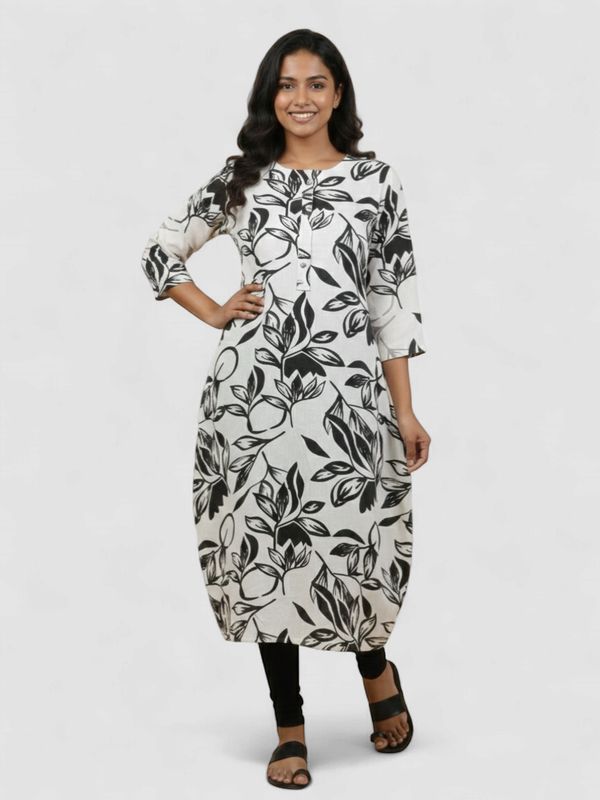 Leaf Print Straight Kurti