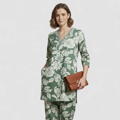 Azure Floral Tunic co-set