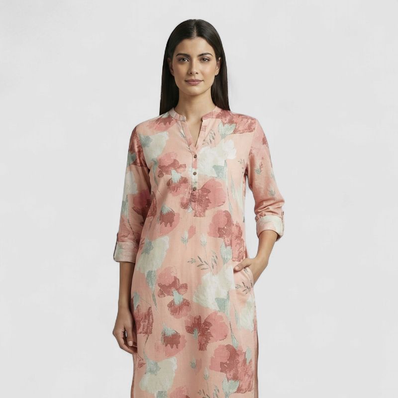 floral hand-painted khadi-cotton kurti