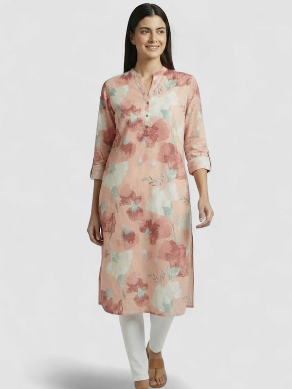 floral hand-painted khadi-cotton kurti