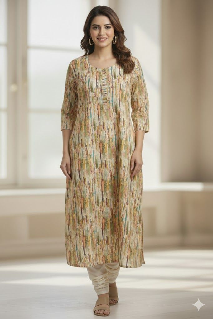 Prism Vertical Print kurti, Size: 4XL