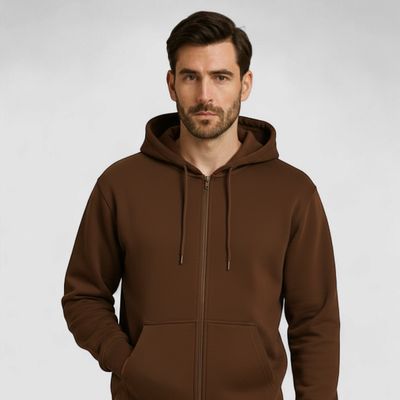 MEN ZIPPER HOODIES BROWN