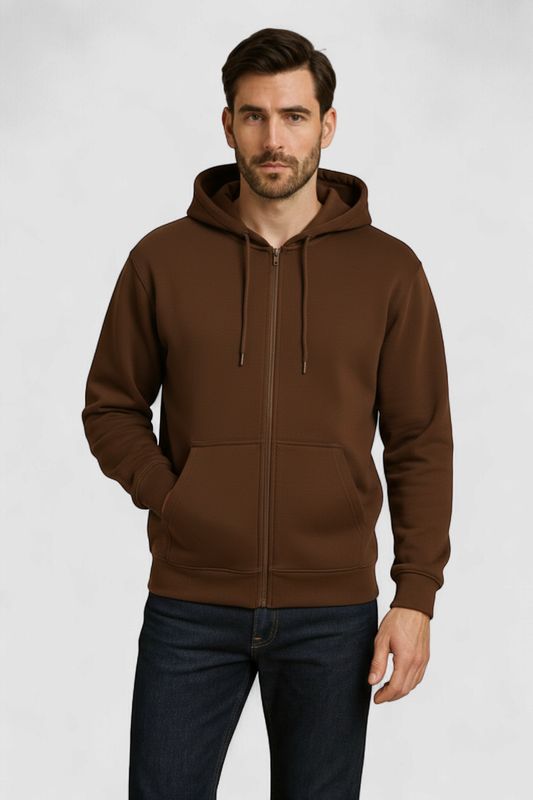 MEN ZIPPER HOODIES BROWN