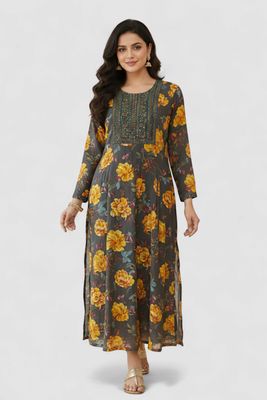 The lavish all-over floral print kurti