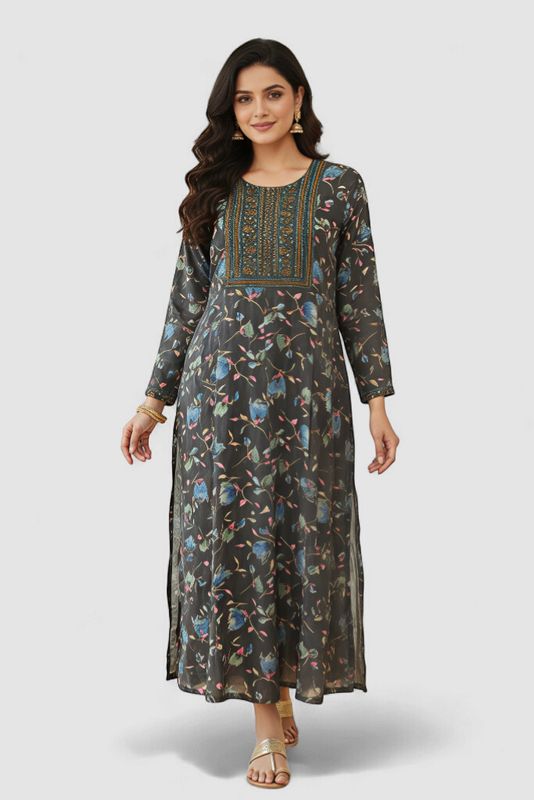 The lavish all-over floral print kurti