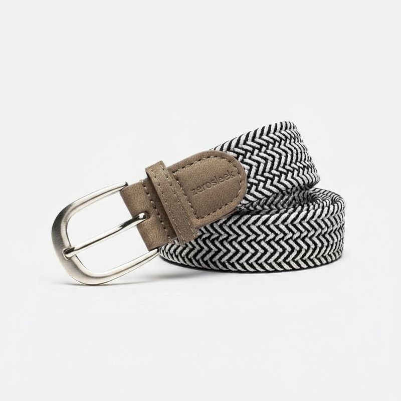 Black &amp; White Herringbone Belts