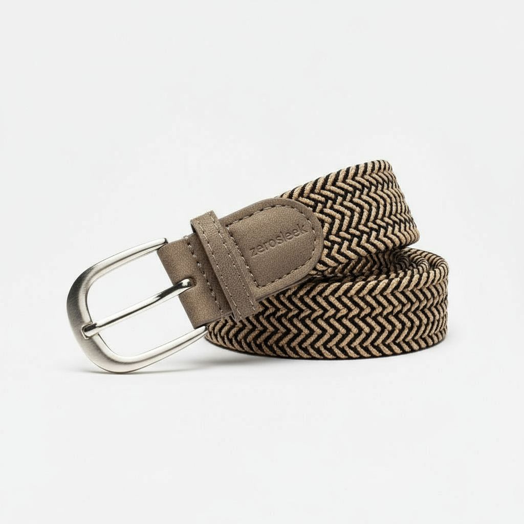 TAN &amp; BLACK HERRINGBONE BELT