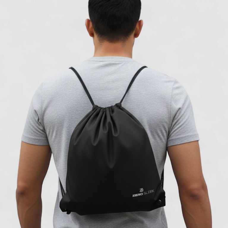 BLACK DRAWSTRING BAG