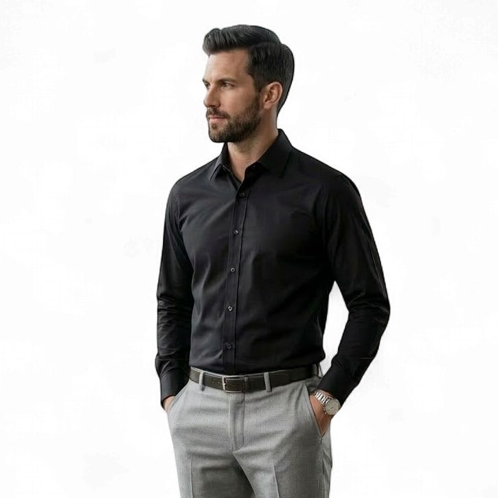 MEN FORMAL  COTTON SHIRT | BLACK