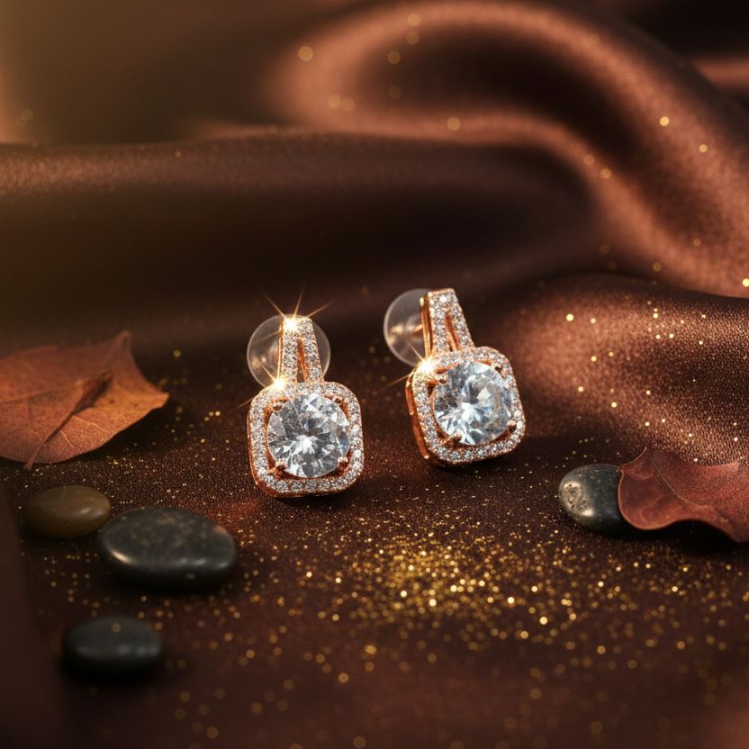 CUT HALO DROP STUD EARRINGS