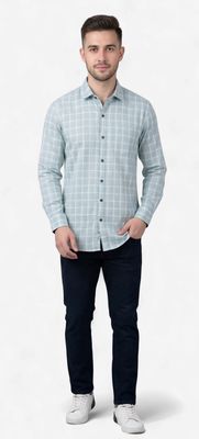 Men’s Light Grey Textured Formal Shirt