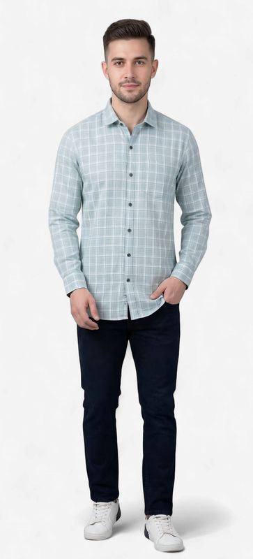 Men’s Light Grey Textured Formal Shirt