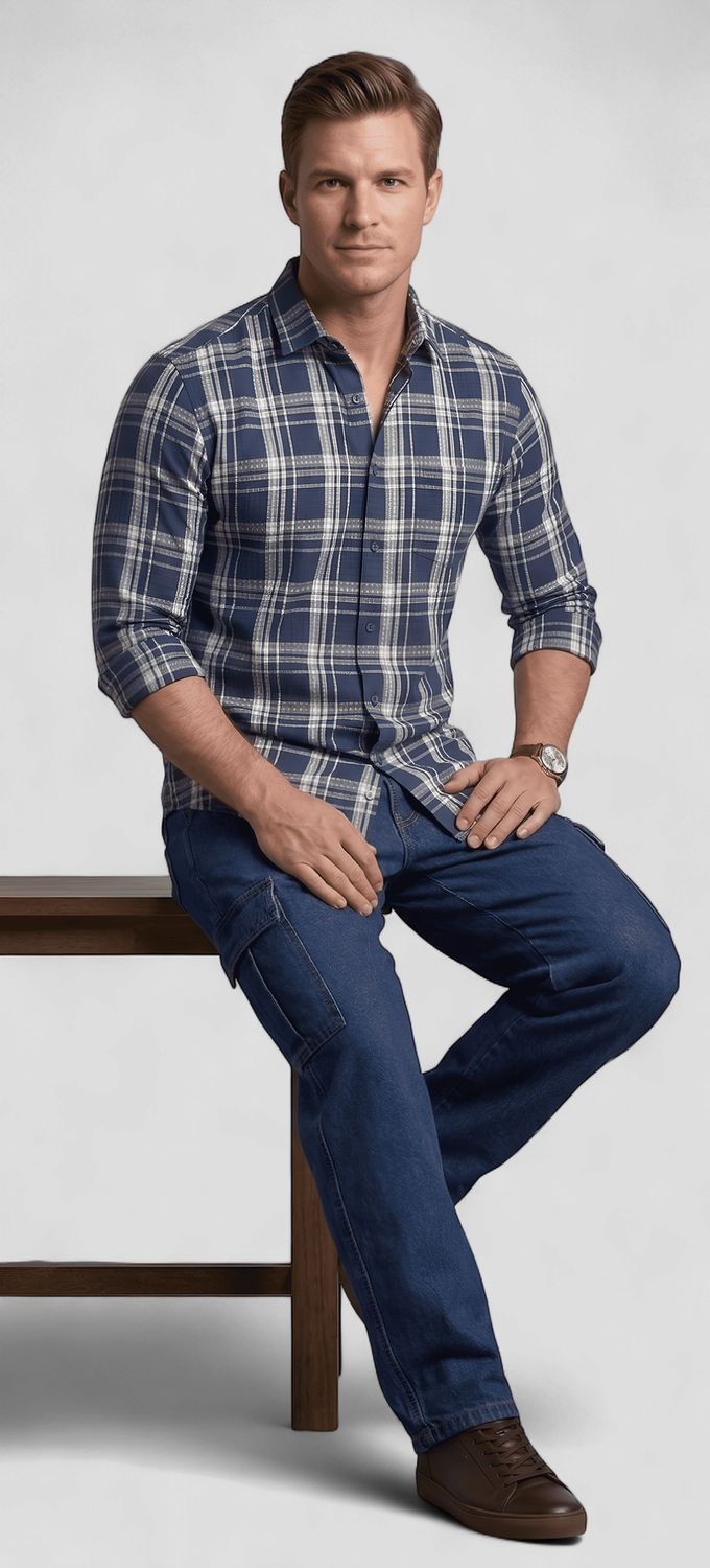 Blue Matrix Check Shirt