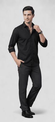 Men’s Solid Black Slim Fit Shirt