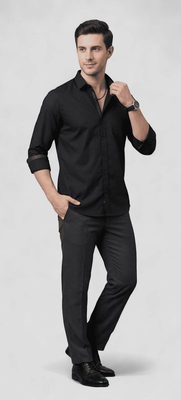 Men’s Solid Black Slim Fit Shirt