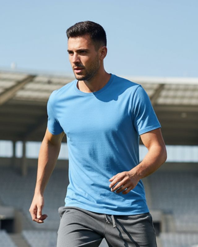 MEN BLUE PLAIN REGULAR T-SHIRT