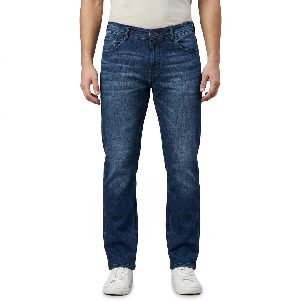 Premium Indigo Denim Jeans – Feather Embroidery Edition