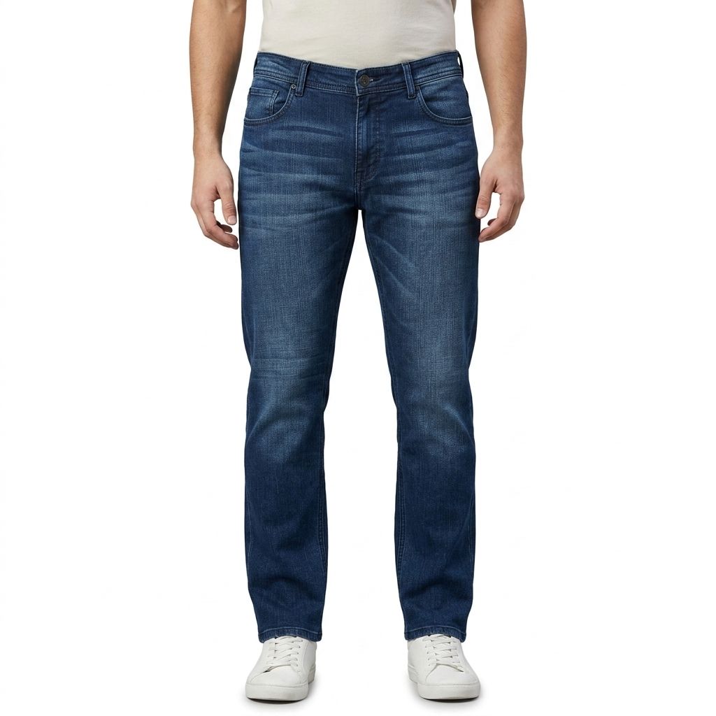 Premium Indigo Denim Jeans – Feather Embroidery Edition