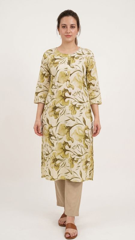 OFF WHITE Abstract Flora Kurti
