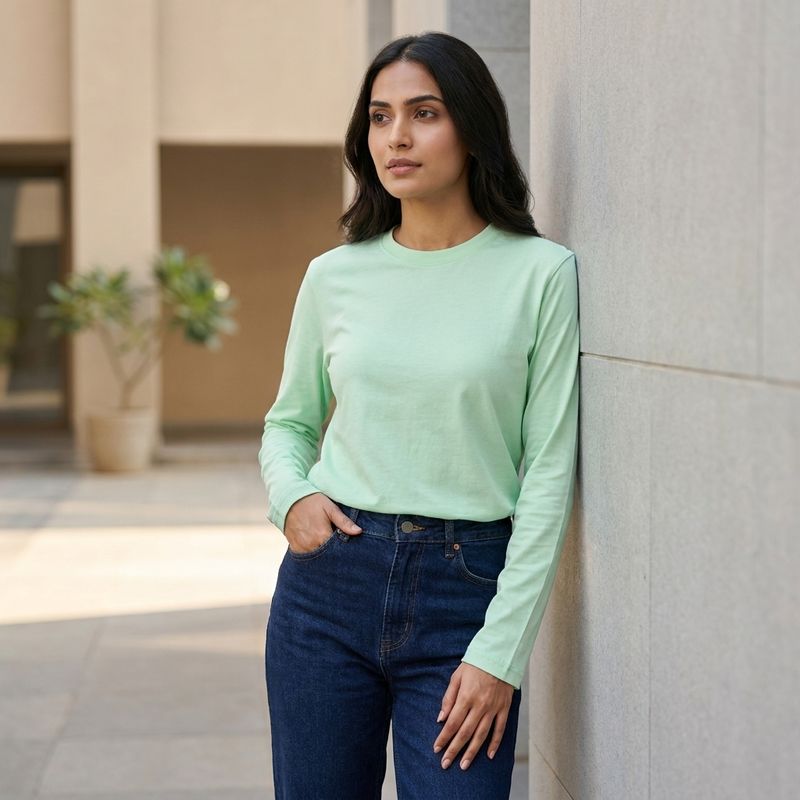 SEA GREEN FULL SLEEVE T-SHIRT