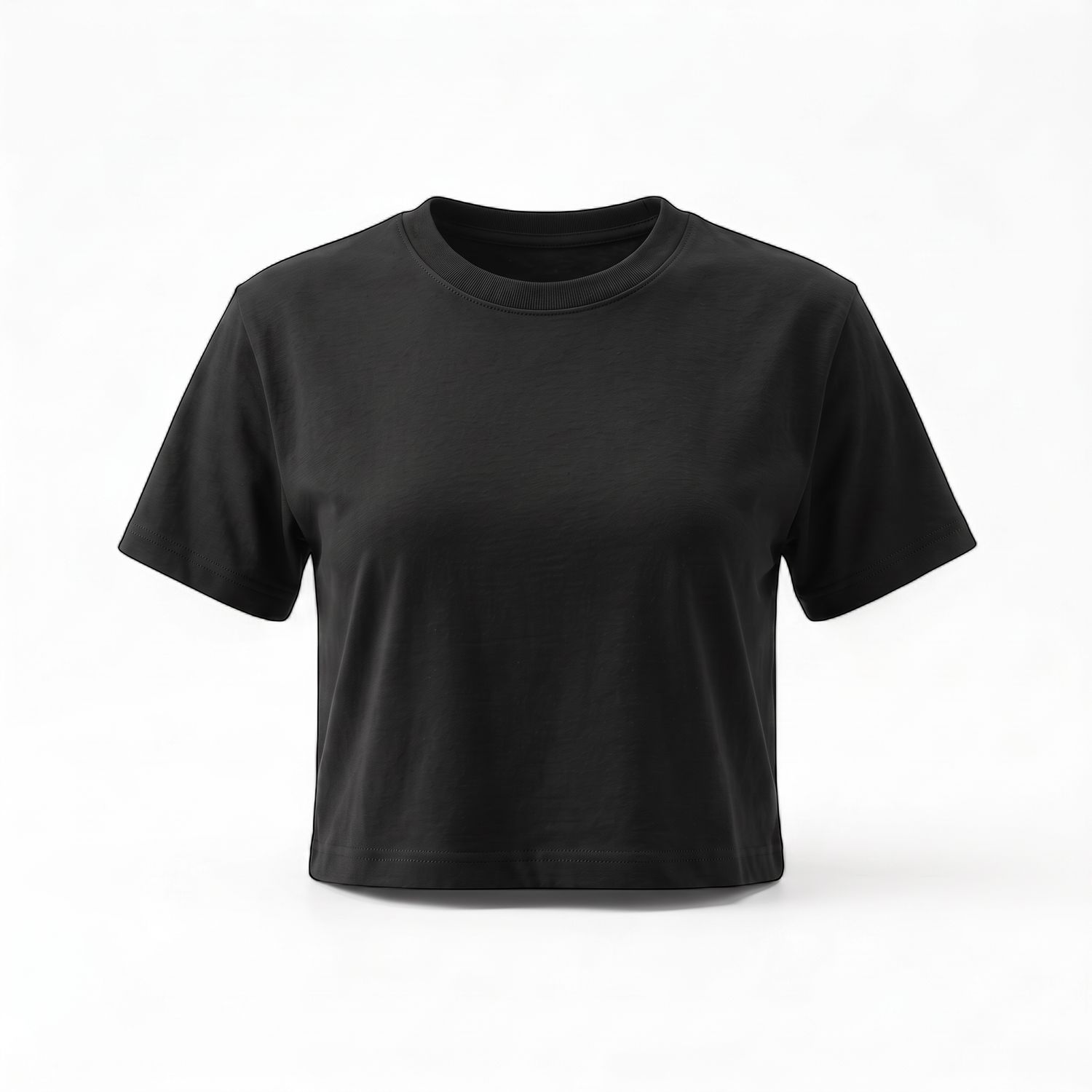BLACK WOMEN PLAIN CROP TOP