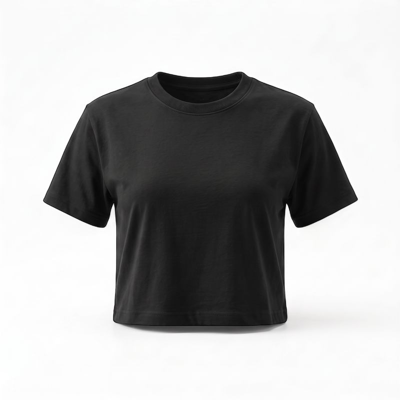 BLACK WOMEN PLAIN CROP TOP