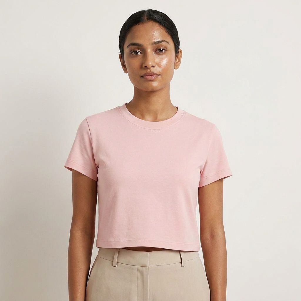 PINK Women Plain Crop Top
