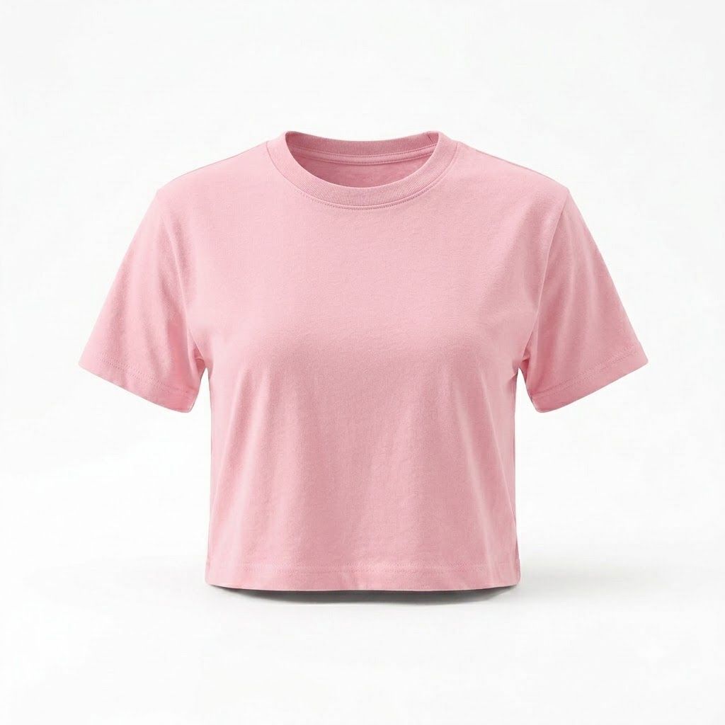 PINK WOMEN PLAIN CROP TOP
