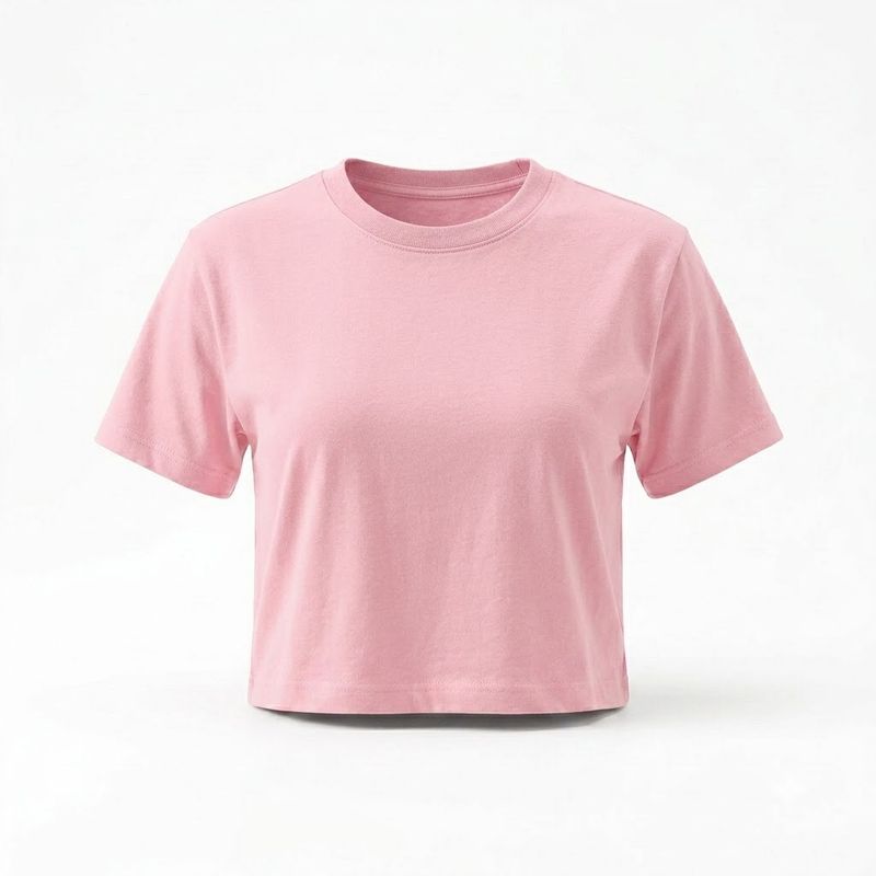PINK WOMEN PLAIN CROP TOP