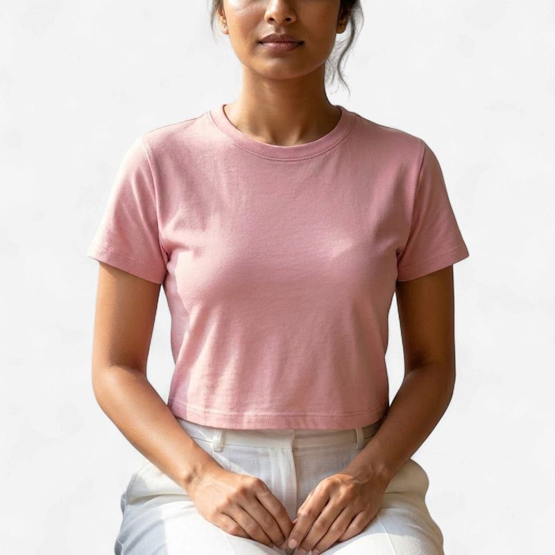PINK WOMEN PLAIN CROP TOP