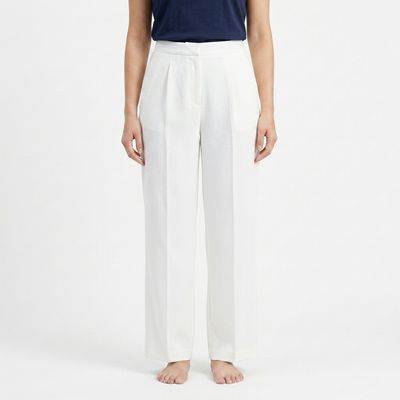 Zero Sleek Korean-Style Mid-Waist White Trousers