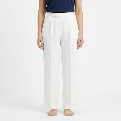 Zero Sleek Korean-Style Mid-Waist White Trousers