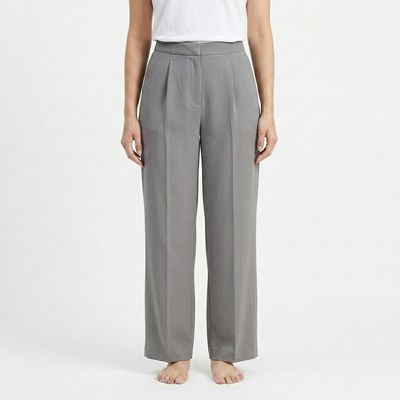 Zero Sleek Korean-Style Mid-Waist  Grey Trousers