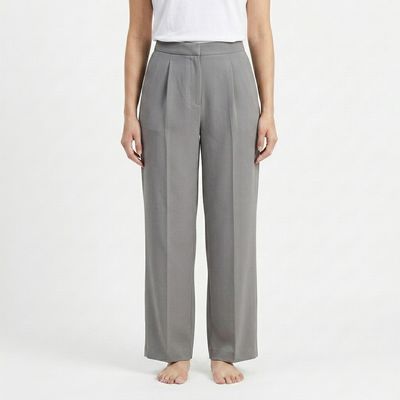 Zero Sleek Korean-Style Mid-Waist  Grey Trousers