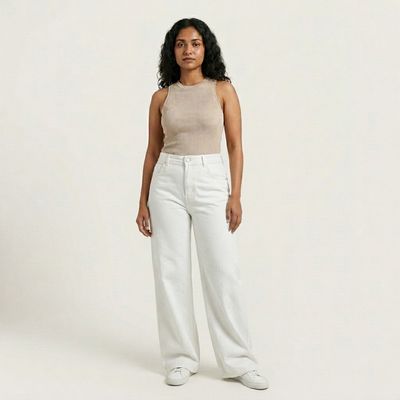 WOMEN MODERN  RELAXED-FIT WIDE-LEG WHITE JEANS