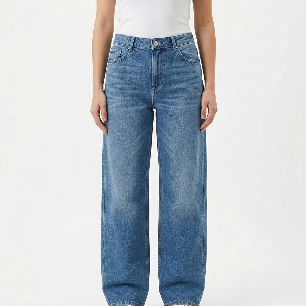 The Mid waist -Street style Relaxed fit Light Blue  jean
