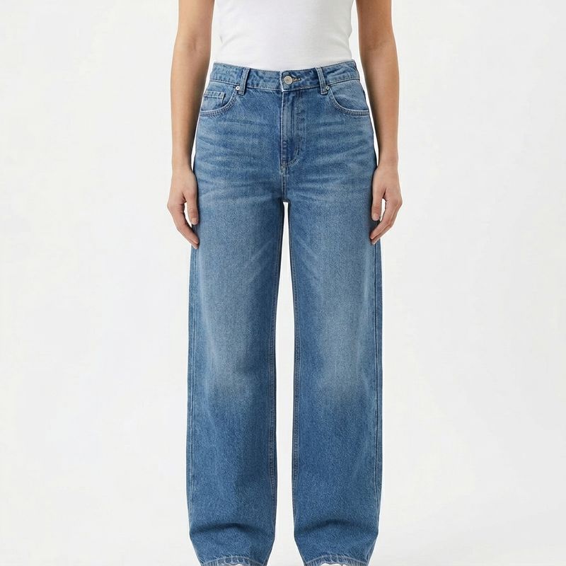 The Mid waist -Street style Relaxed fit Light Blue  jean