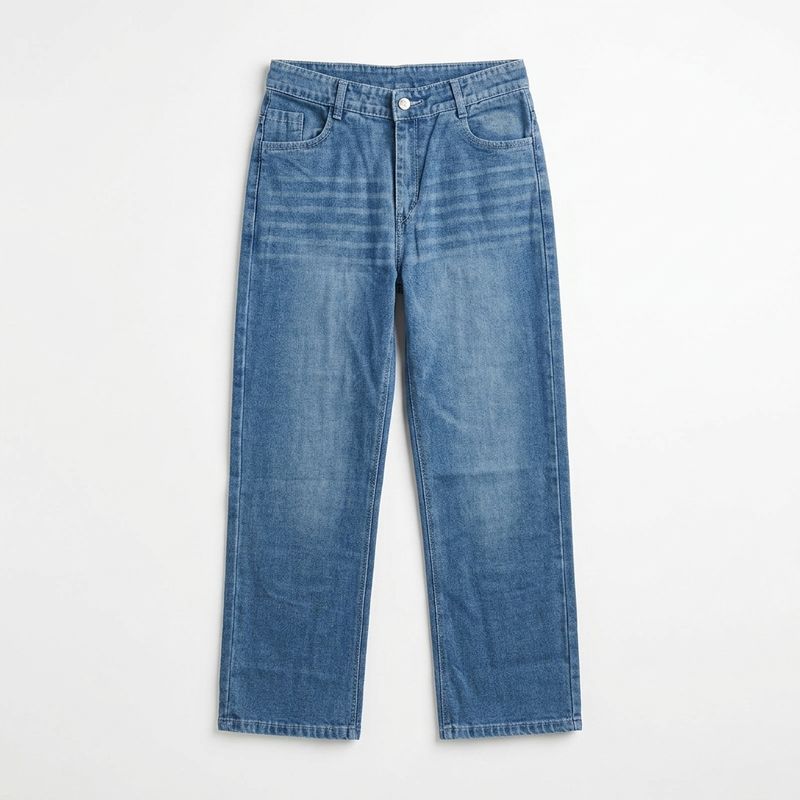 The Mid waist -Street style Relaxed fit Light Blue  jean